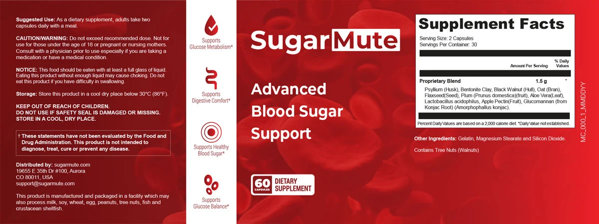 SugarMute supplement facts label